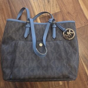 Michael Kors Blue and Brown Tote Bag